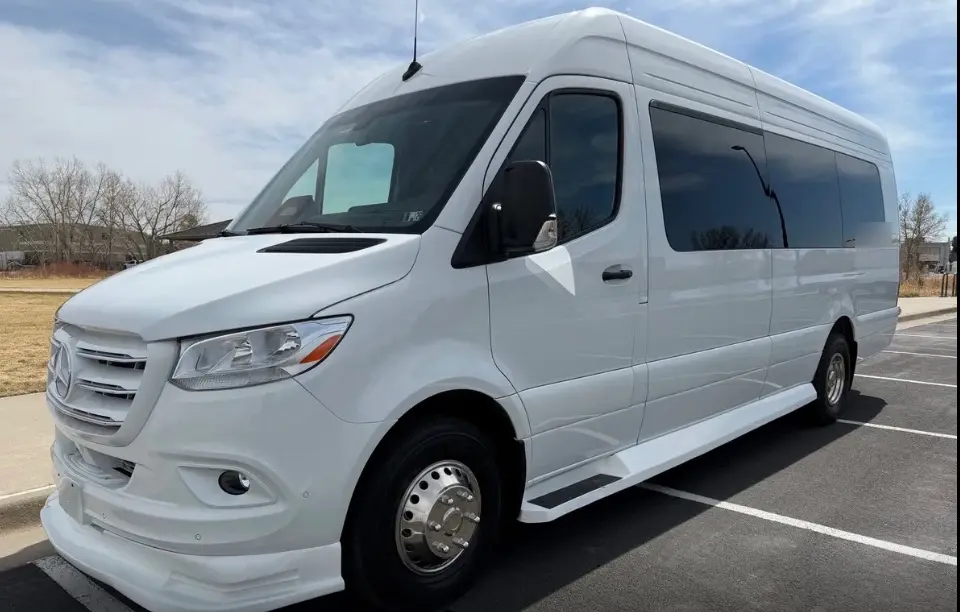 Vail 16 passenger white Sprinter limo bus